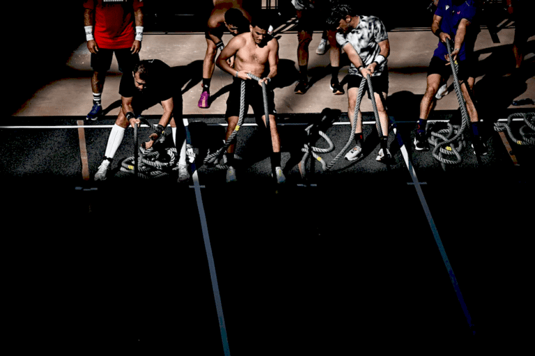 Hyrox indoor fitness racing participants